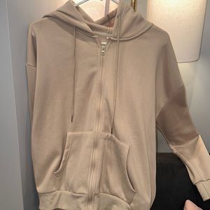 Tan oversized zip up